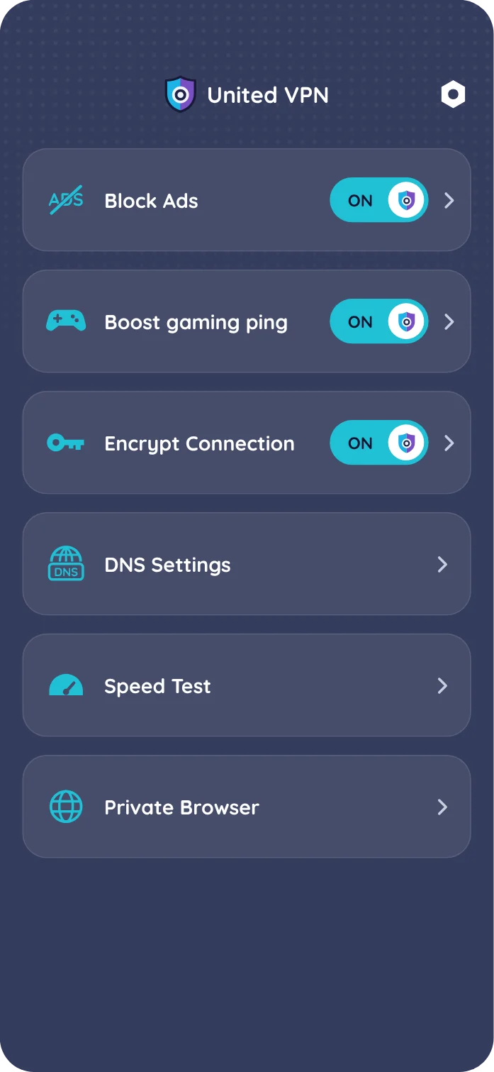 United VPN home screen on an Android phone